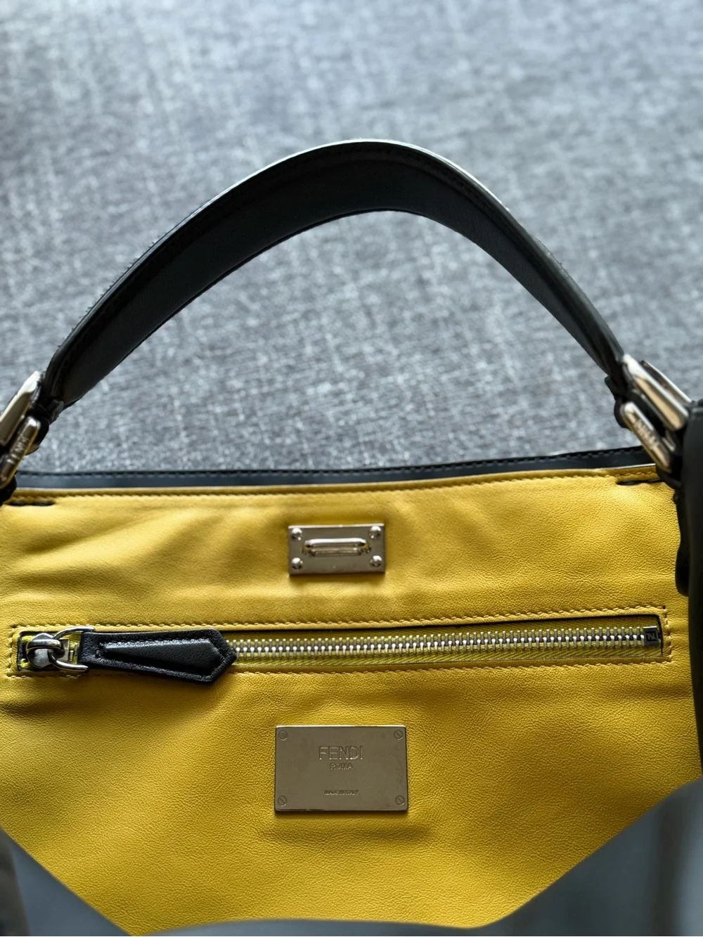 Fendi Black Leather Embossed FF Logo Crossbody Bag